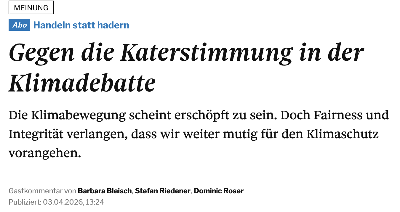 Barbara Bleisch spricht bei Klimadebatte über Fairness und Integrität.