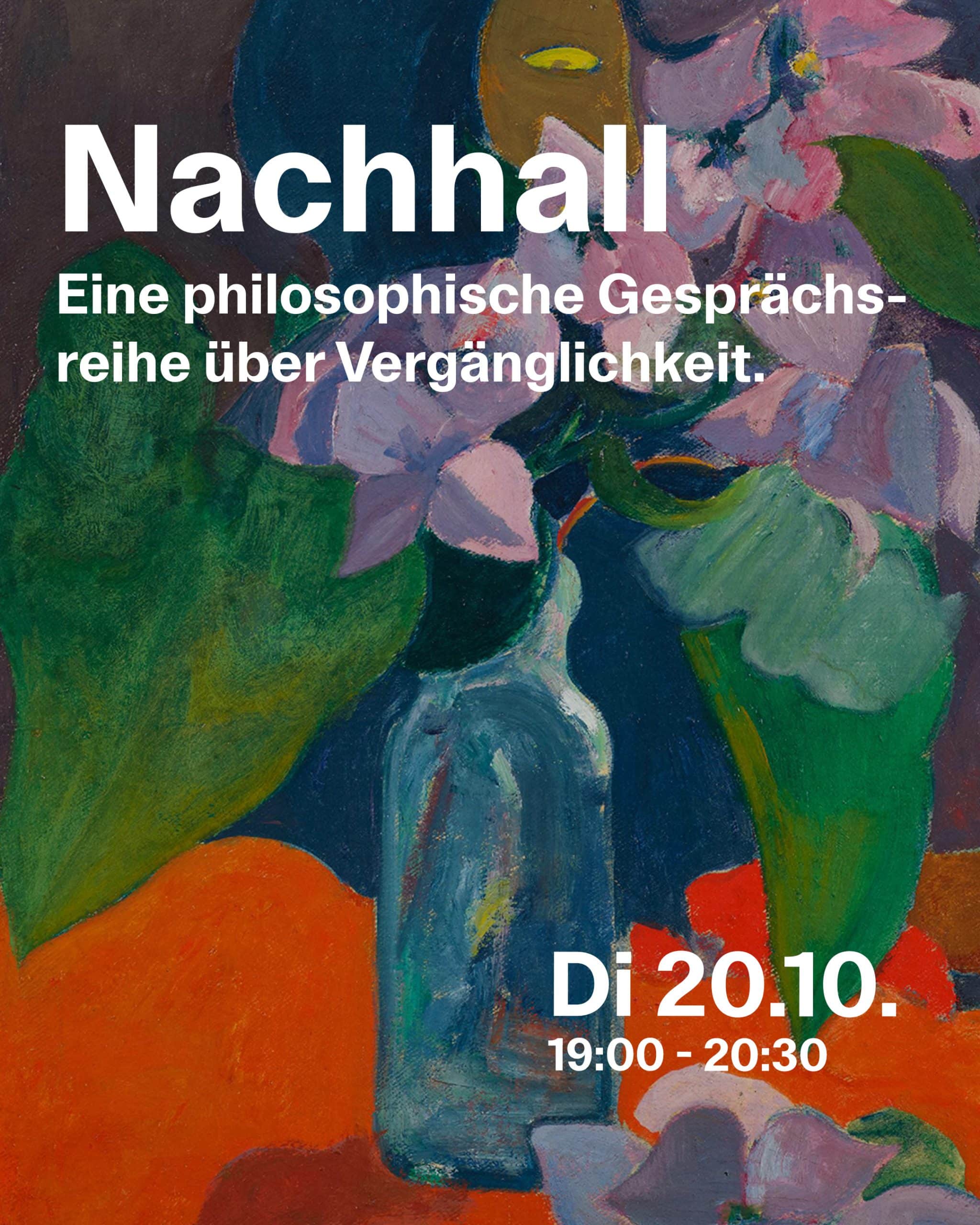 Buchcover von Barbara Bleischs 'Nachhall' mit Blumen und Vase.